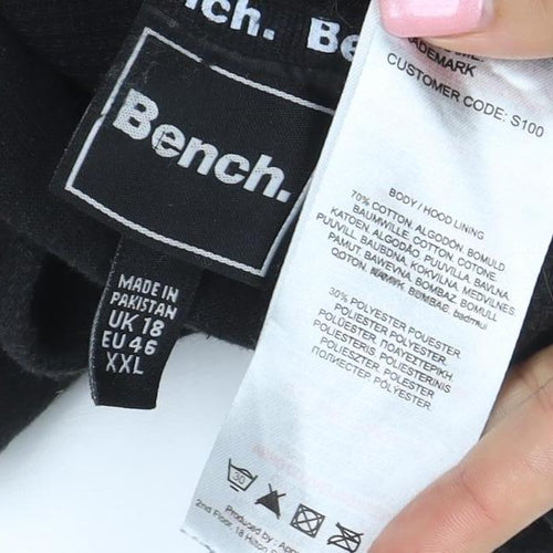 Bench Men's Black 2XL Pullover Hoodie with Logo Print
