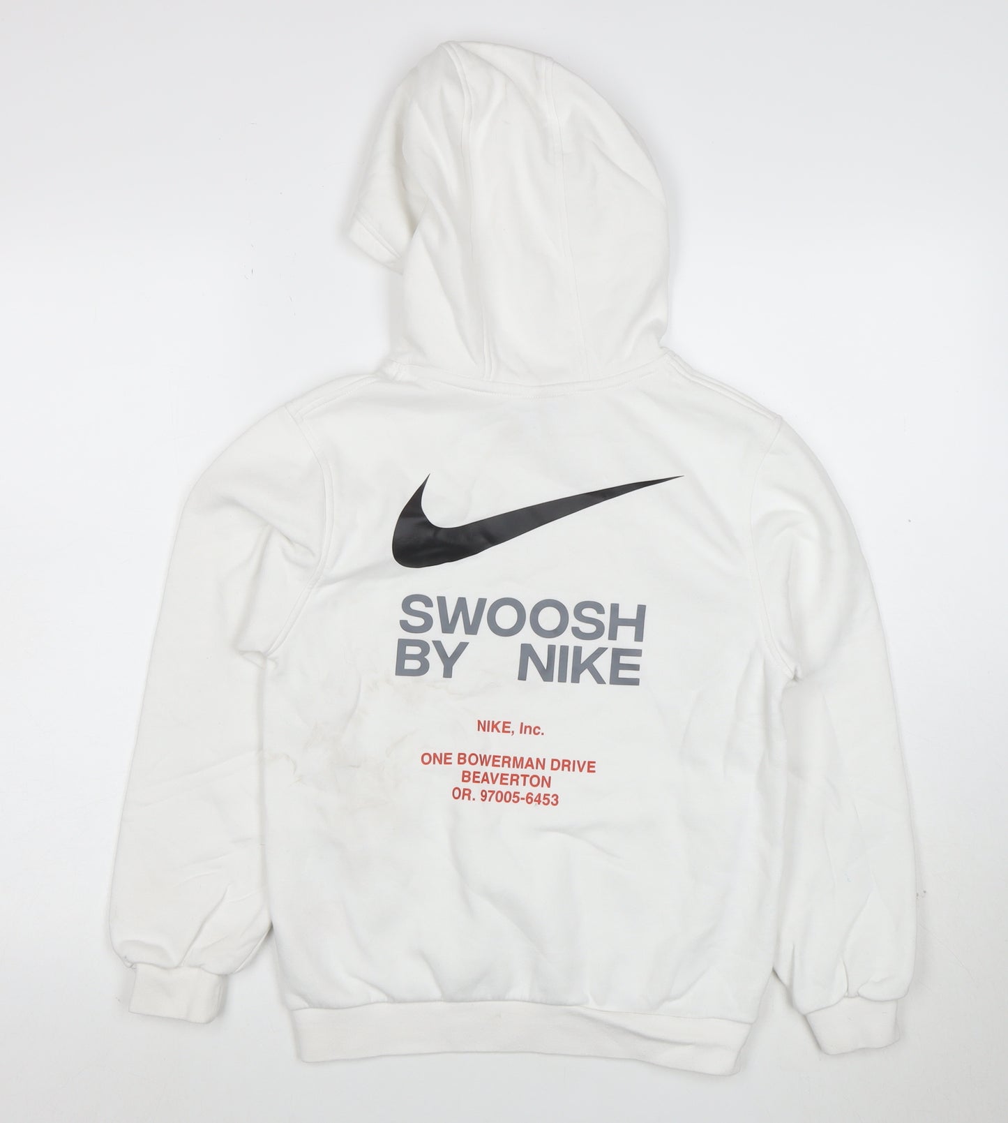 Nike Boys White Pullover Hoodie Size L Cotton Blend Swoosh Logo