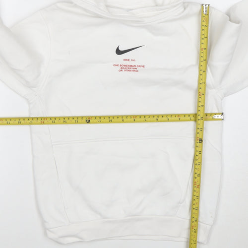Nike Boys White Pullover Hoodie Size L Cotton Blend Swoosh Logo