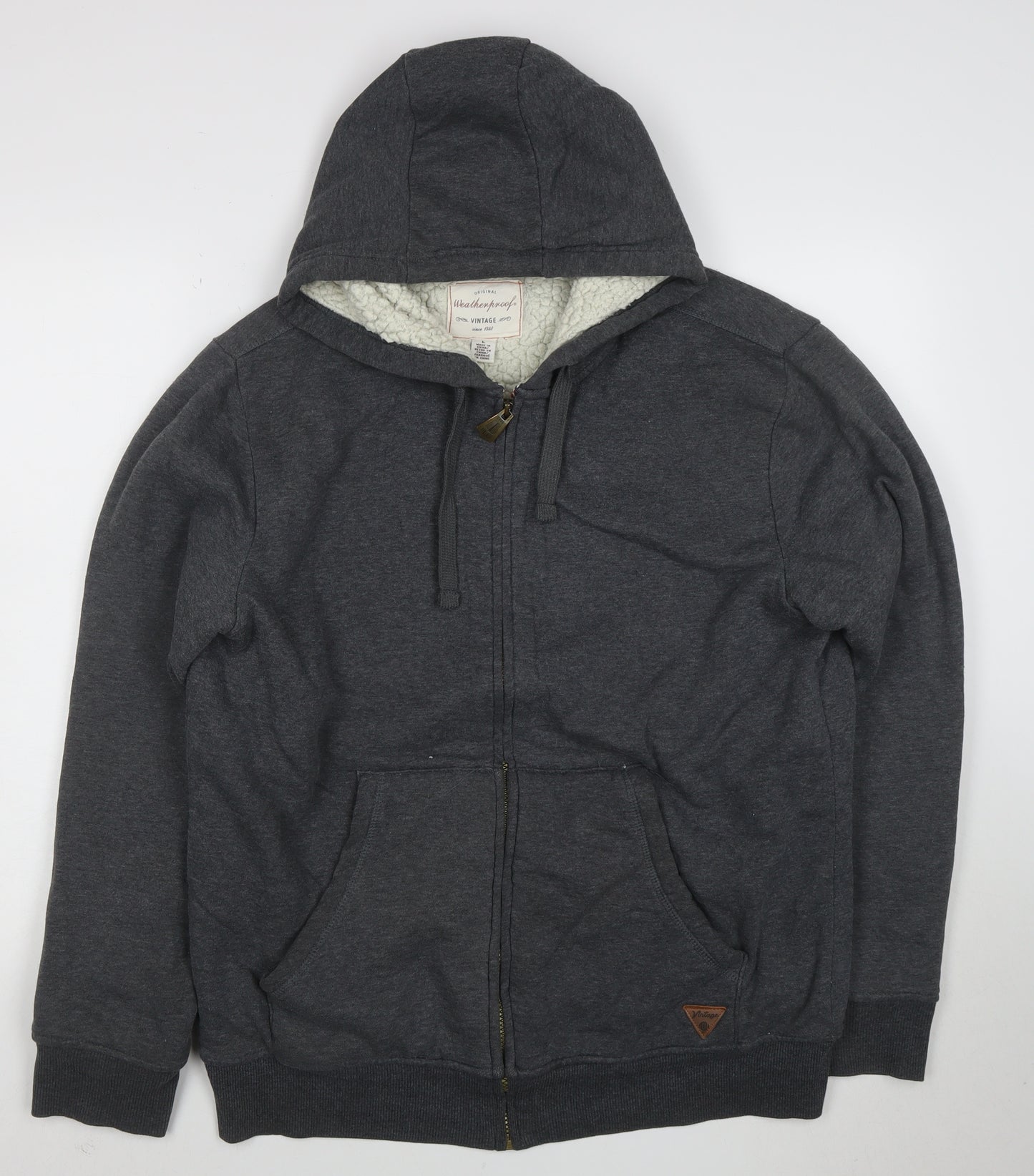 Weatherproof Vintage Men's Grey Full Zip Fleece Lined Hoodie L