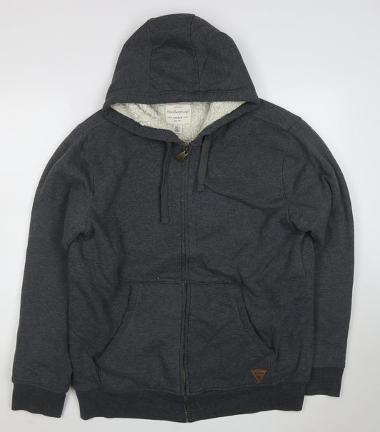 Weatherproof Vintage Men's Grey Full Zip Fleece Lined Hoodie L