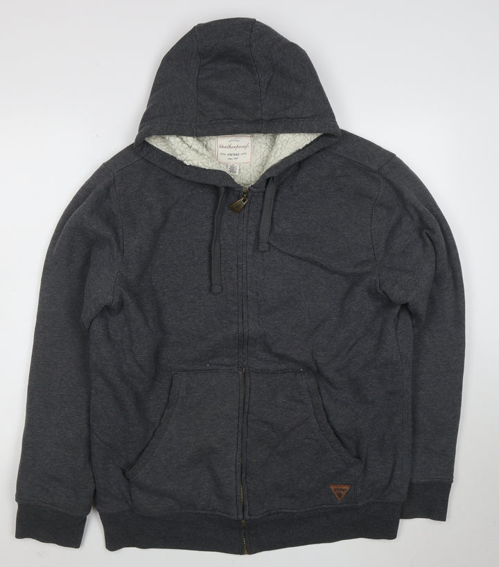 Weatherproof Vintage Men's Grey Full Zip Fleece Lined Hoodie L