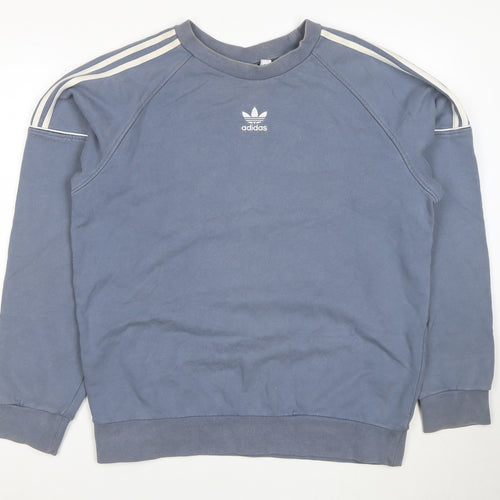 Adidas Men Blue Crew Neck Pullover Sweatshirt Size M
