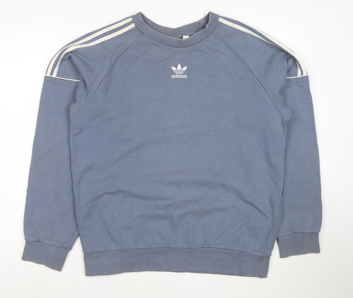 Adidas Men Blue Crew Neck Pullover Sweatshirt Size M