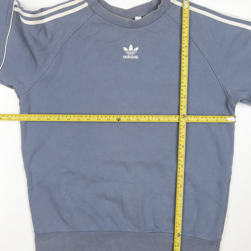 Adidas Men Blue Crew Neck Pullover Sweatshirt Size M