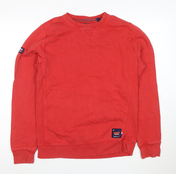 Superdry Mens Red Crew Neck Pullover Sweatshirt Size S