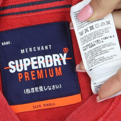 Superdry Mens Red Crew Neck Pullover Sweatshirt Size S