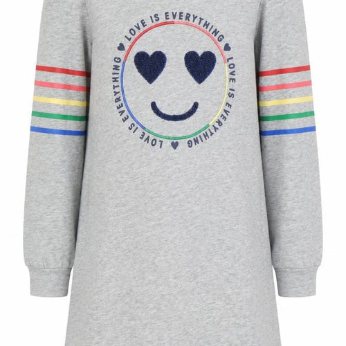 GAP Girls Grey T-Shirt Dress 8-9 Years Love Is Everything Rainbow Long Sleeve