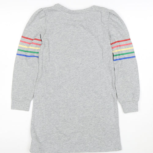 GAP Girls Grey T-Shirt Dress 8-9 Years Love Is Everything Rainbow Long Sleeve