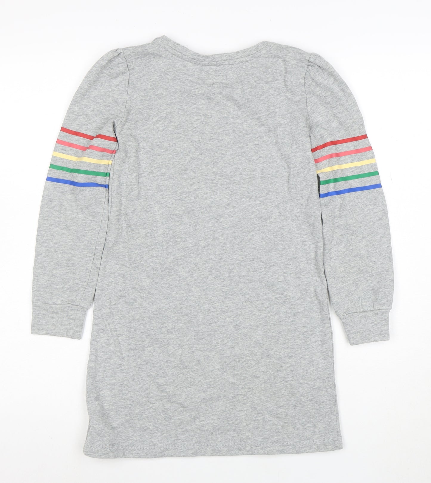 GAP Girls Grey T-Shirt Dress 8-9 Years Love Is Everything Rainbow Long Sleeve