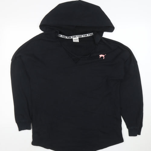 Victoria’s Secret PINK Women’s Black Pullover Hoodie Size M Logo Print