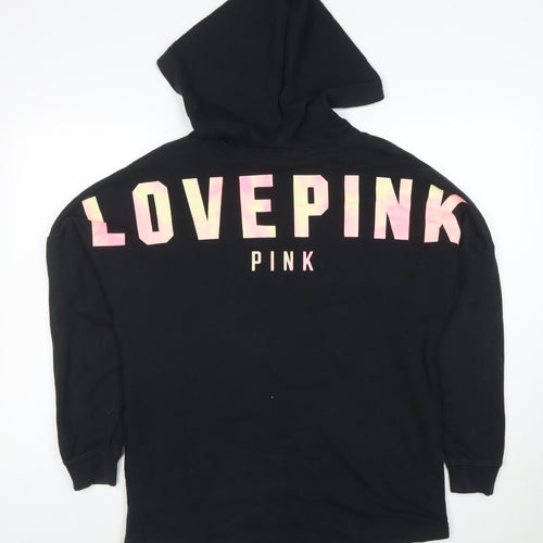 Victoria’s Secret PINK Women’s Black Pullover Hoodie Size M Logo Print