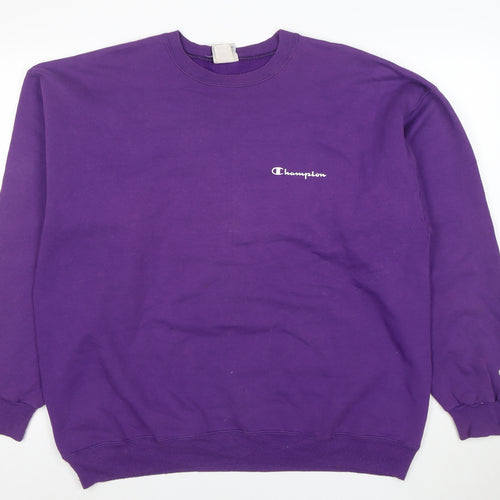 Champion Men's Purple XL Pullover Sweatshirt Logo Crew Neck
