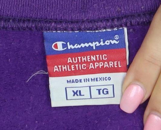 Champion Men's Purple XL Pullover Sweatshirt Logo Crew Neck