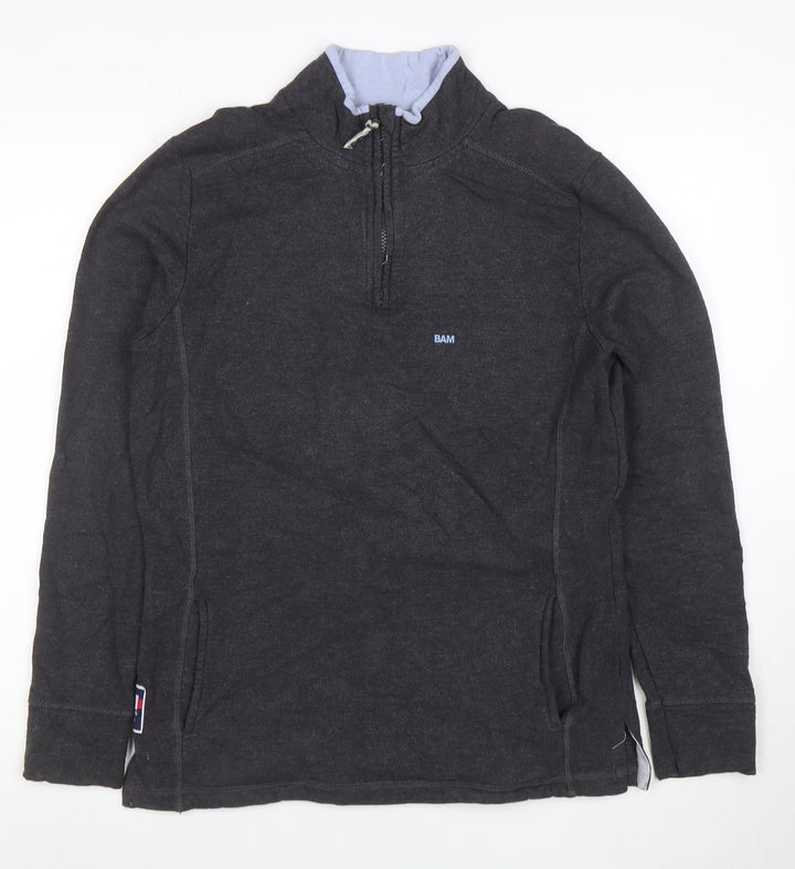 BAM Men's Grey 1/4 Zip Bamboo Sweatshirt Size M