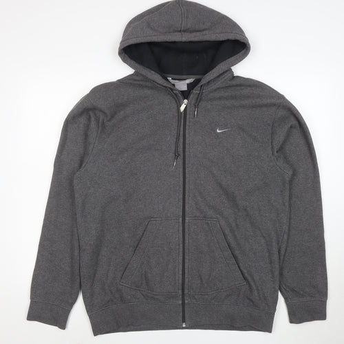 Nike Men’s Grey Full Zip Hoodie L Regular Fit Fleece Sweatshirt