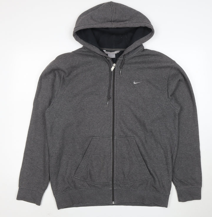 Nike Men’s Grey Full Zip Hoodie L Regular Fit Fleece Sweatshirt