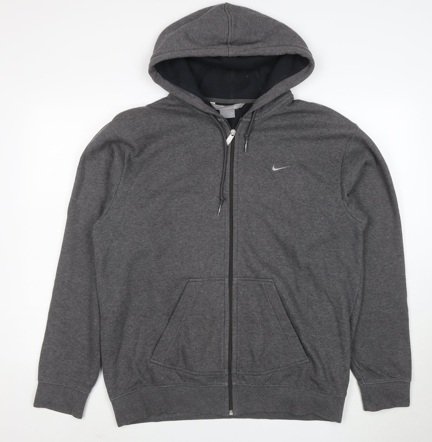 Nike Men’s Grey Full Zip Hoodie L Regular Fit Fleece Sweatshirt