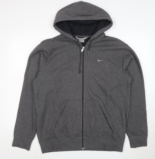 Nike Men’s Grey Full Zip Hoodie L Regular Fit Fleece Sweatshirt