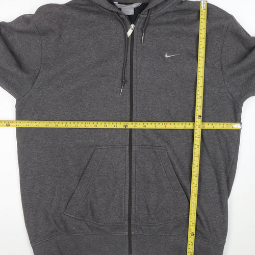 Nike Men’s Grey Full Zip Hoodie L Regular Fit Fleece Sweatshirt