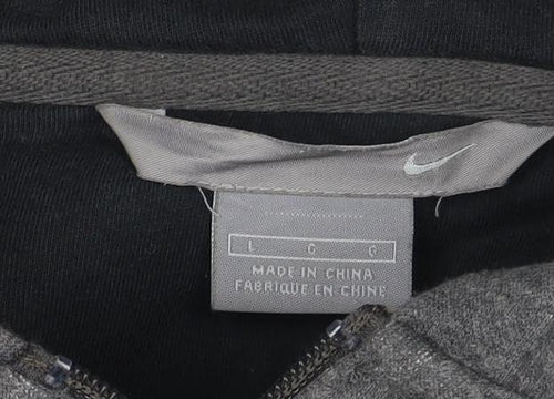 Nike Men’s Grey Full Zip Hoodie L Regular Fit Fleece Sweatshirt