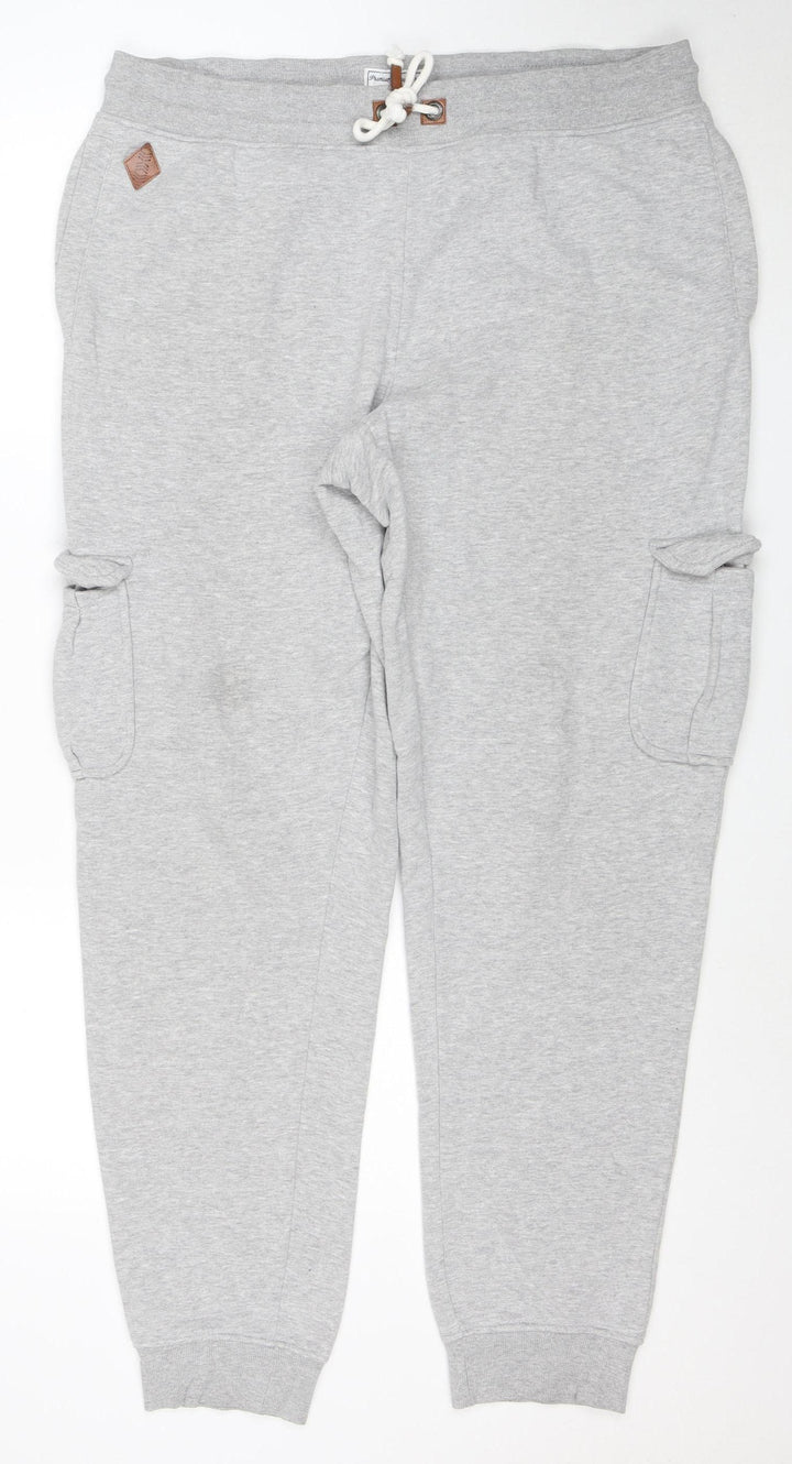 Livergy Men's Grey Jogger Sweatpants L Regular Fit with Pockets