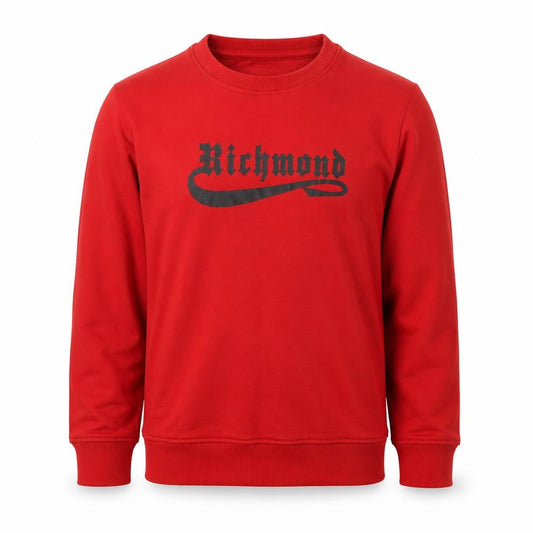 John Richmond Boys Red Cotton Blend Logo Pullover Sweatshirt 10 Years