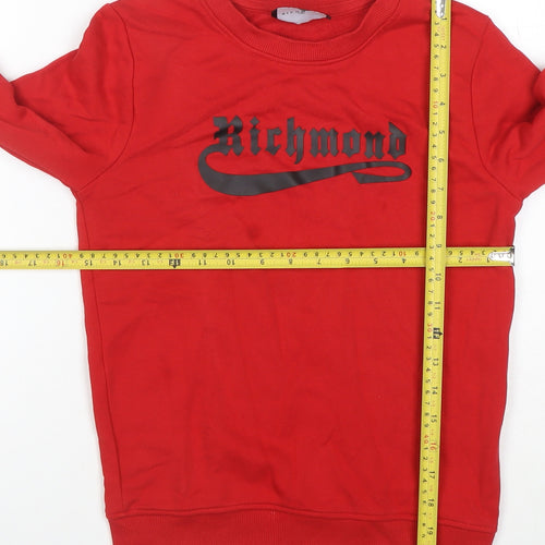 John Richmond Boys Red Cotton Blend Logo Pullover Sweatshirt 10 Years