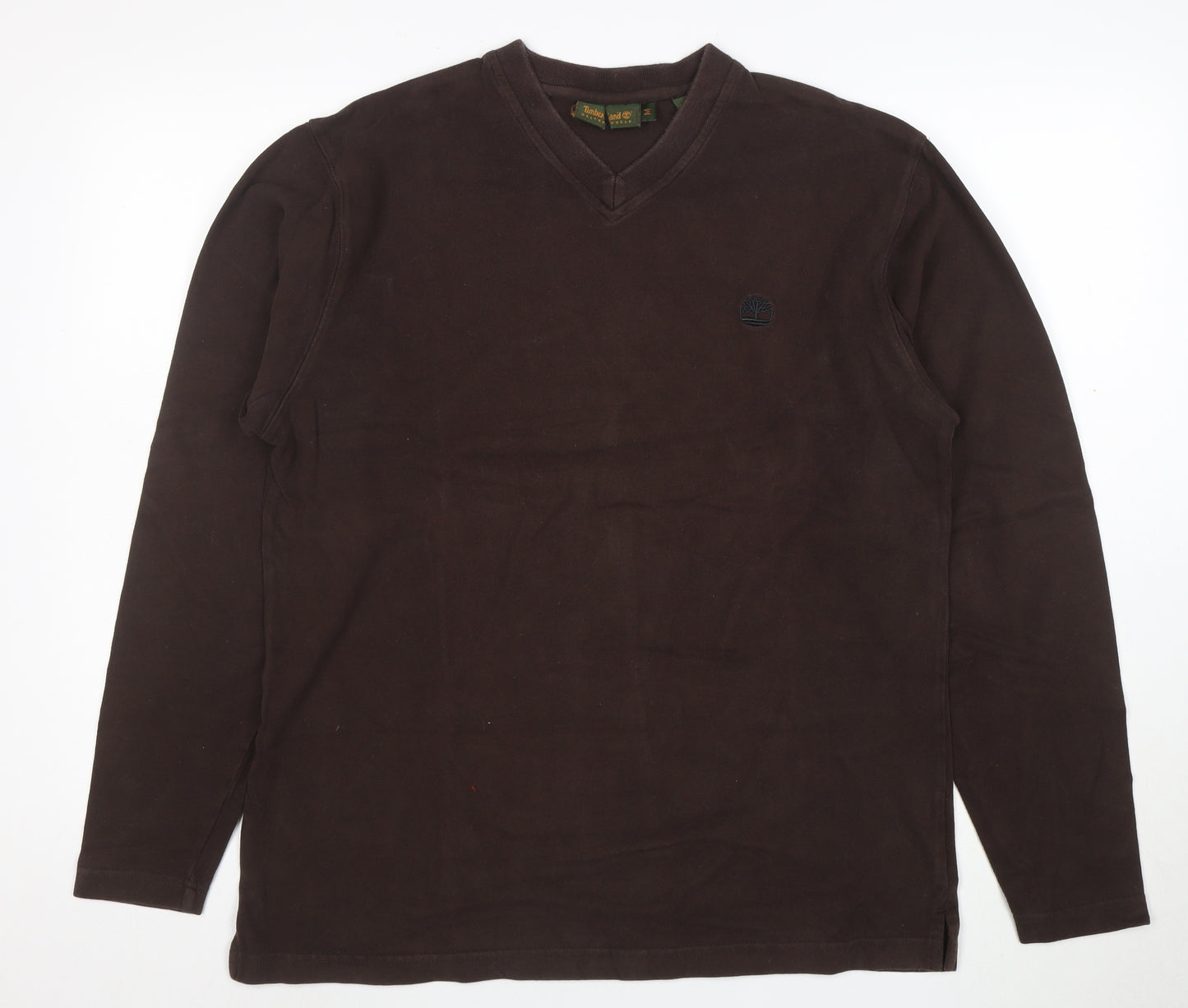 Timberland Men’s Brown V-Neck Cotton Pullover Sweatshirt Size M