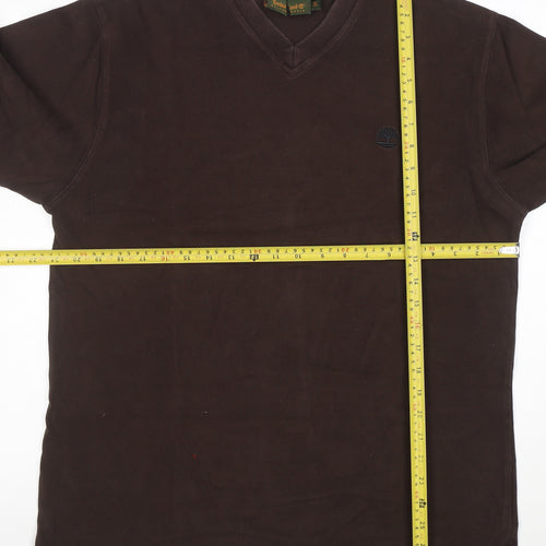 Timberland Men’s Brown V-Neck Cotton Pullover Sweatshirt Size M
