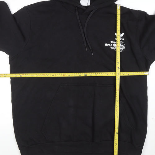 adidas Mens Black 2XL Pullover Hoodie Graphic Print Fleece