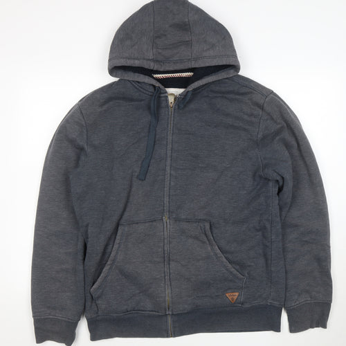 Weird Fish Mens Grey Full Zip Hoodie L Fleece Lined Casual