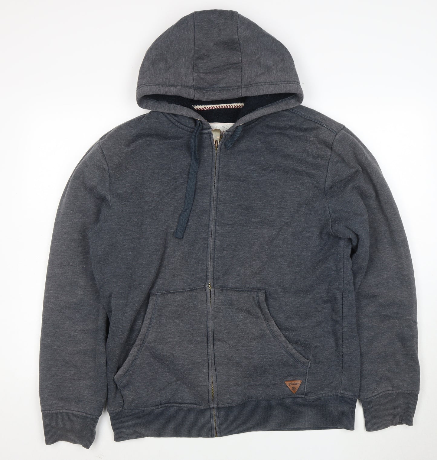 Weird Fish Mens Grey Full Zip Hoodie L Fleece Lined Casual