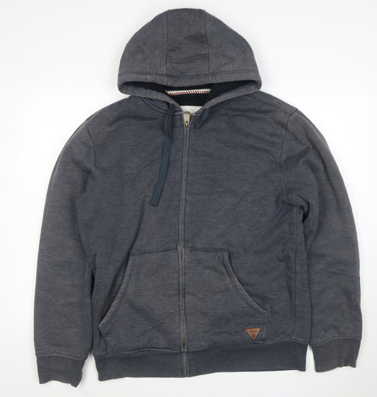 Weird Fish Mens Grey Full Zip Hoodie L Fleece Lined Casual