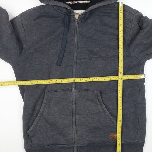 Weird Fish Mens Grey Full Zip Hoodie L Fleece Lined Casual
