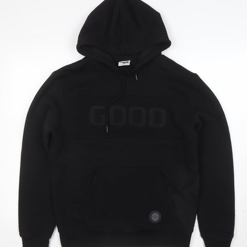 GHG Men's Black Pullover Hoodie S Hooded Kangaroo Pocket Logo