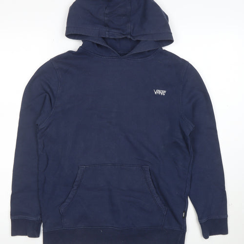 Vans Boys Navy Blue Pullover Hoodie Large Cotton Casual Logo Sweatshirt