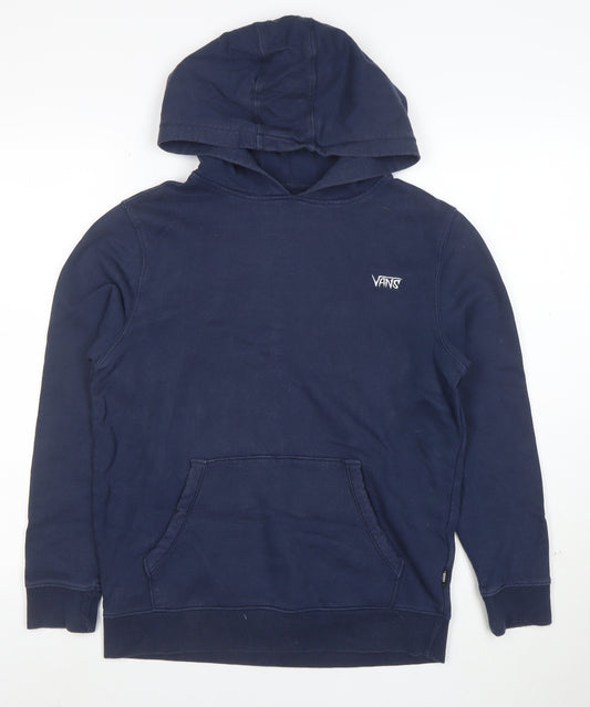 Vans Boys Navy Blue Pullover Hoodie Large Cotton Casual Logo Sweatshirt