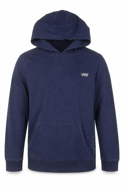 Vans Boys Navy Blue Pullover Hoodie Large Cotton Casual Logo Sweatshirt