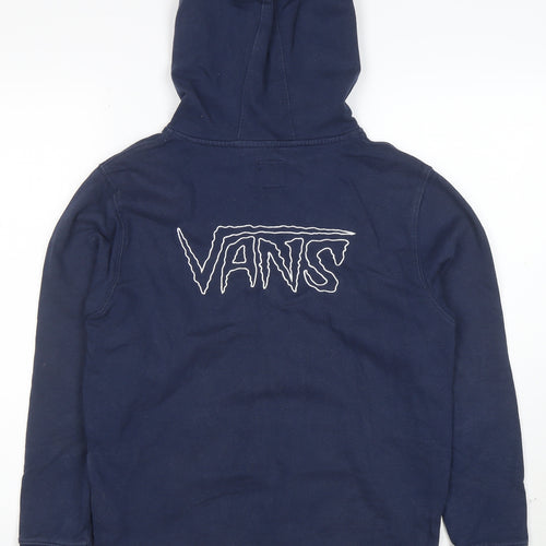 Vans Boys Navy Blue Pullover Hoodie Large Cotton Casual Logo Sweatshirt