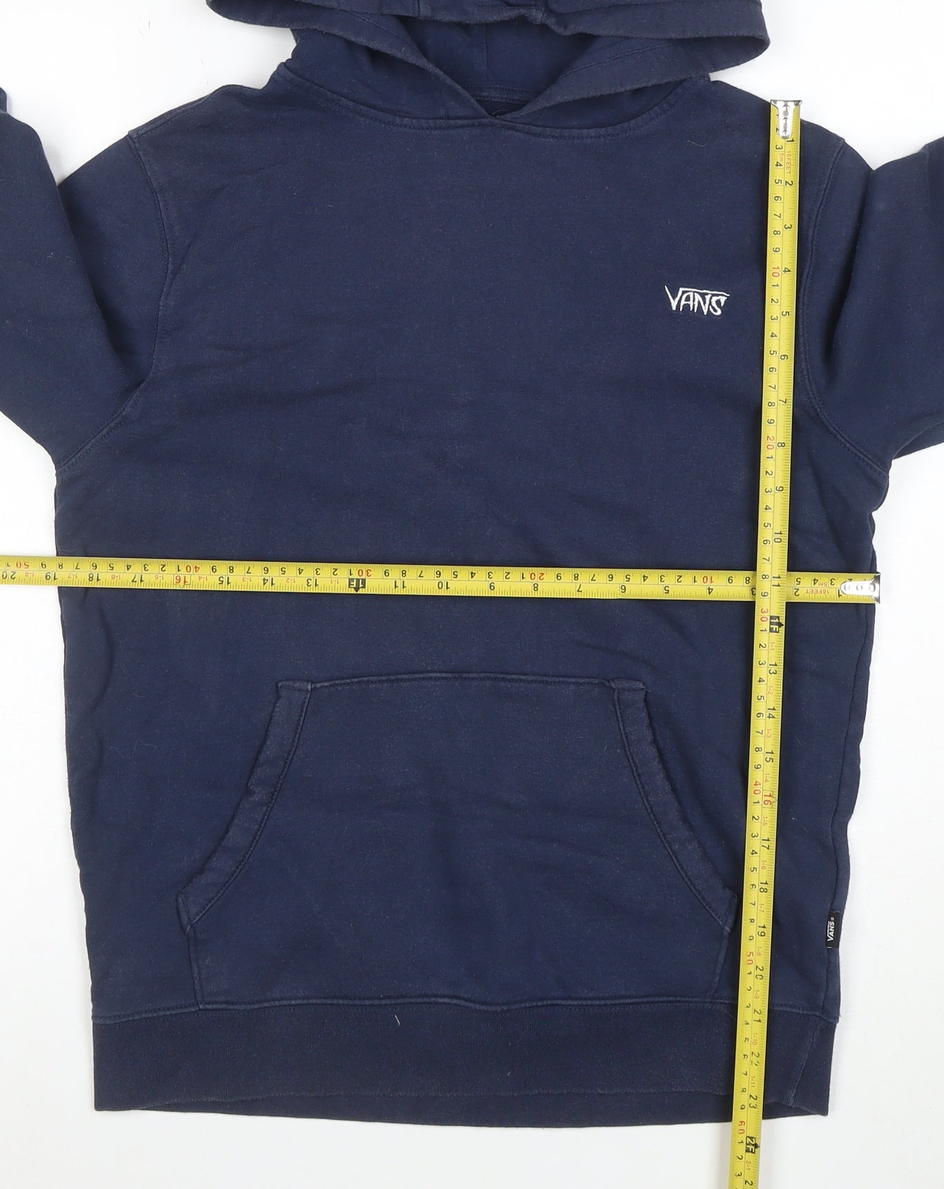 Vans Boys Navy Blue Pullover Hoodie Large Cotton Casual Logo Sweatshirt