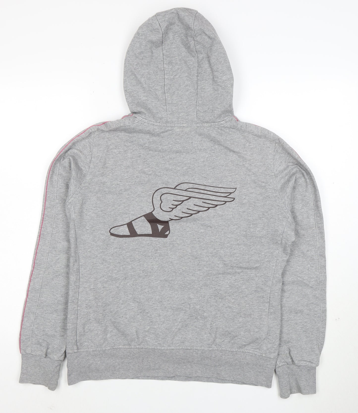 Nike Womens Grey Hoodie L Pullover 80% Cotton Logo Winged Design