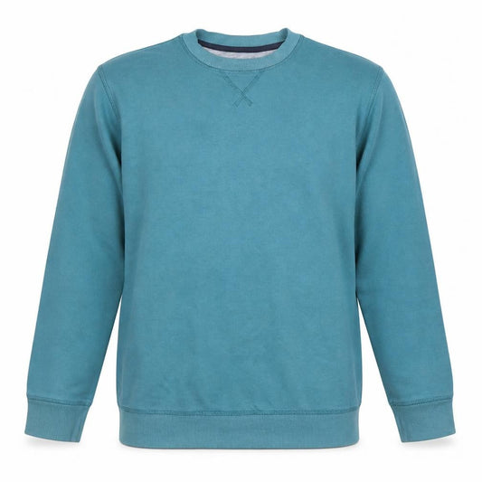 Front view of James Pringle Men's Blue Medium Crew Neck Cotton Sweatshirt