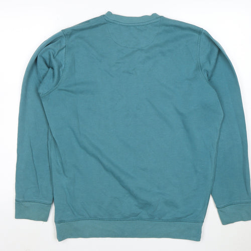 James Pringle Men's Blue Medium Crew Neck Cotton Sweatshirt