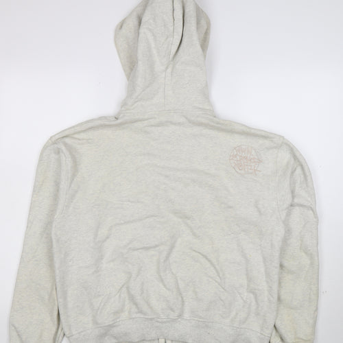 IDA Women Beige Full Zip Hoodie Medium Logo Graphic Cotton Casual
