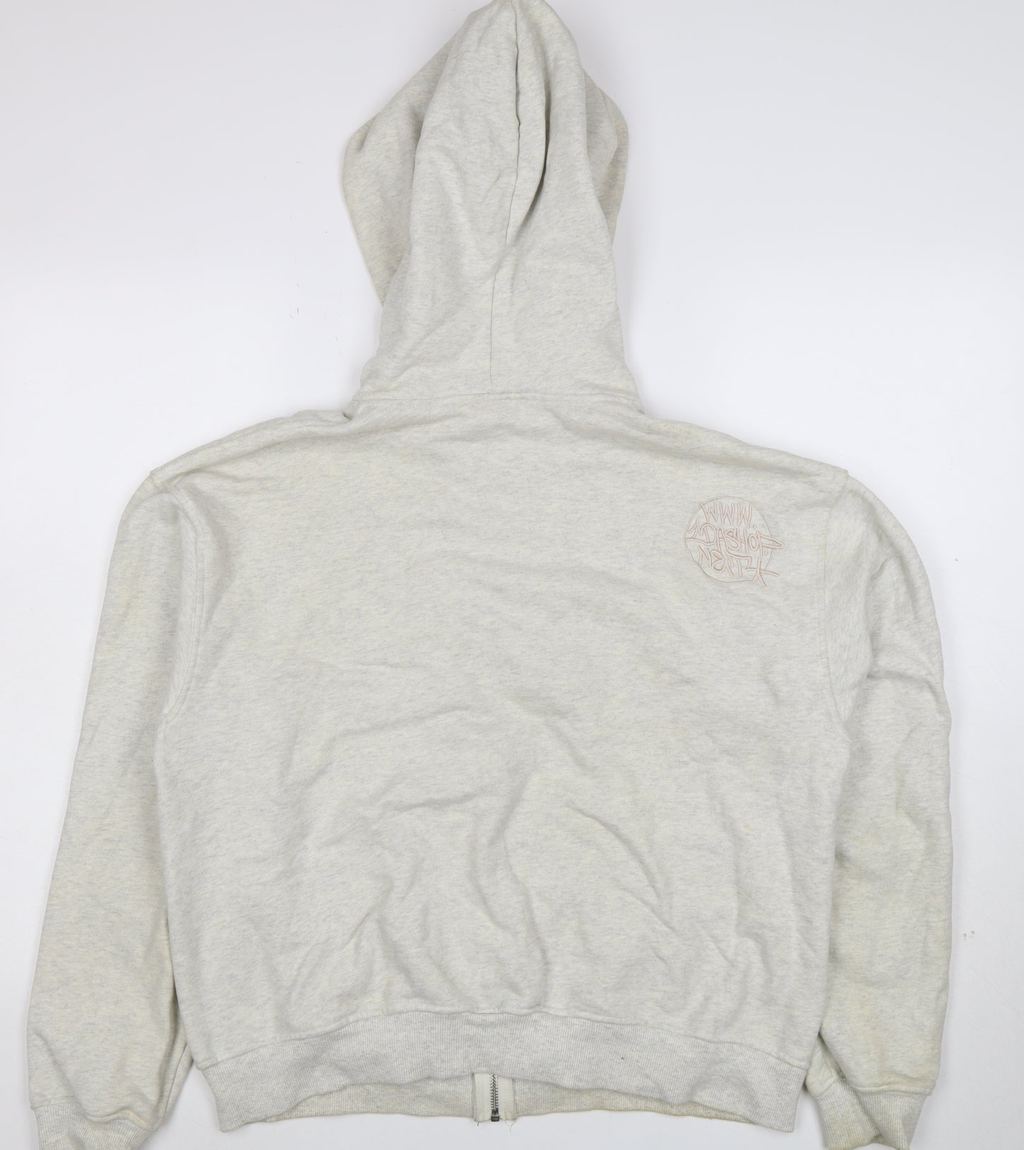 IDA Women Beige Full Zip Hoodie Medium Logo Graphic Cotton Casual