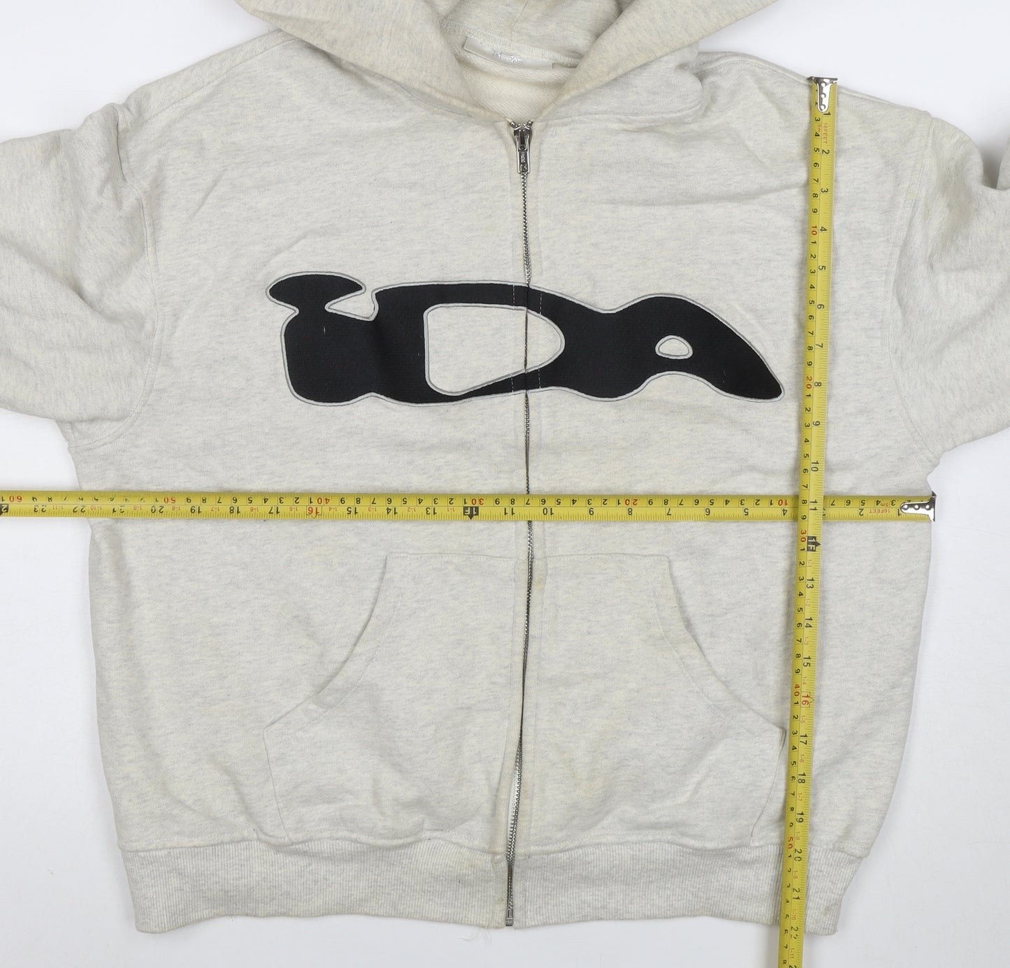 IDA Women Beige Full Zip Hoodie Medium Logo Graphic Cotton Casual
