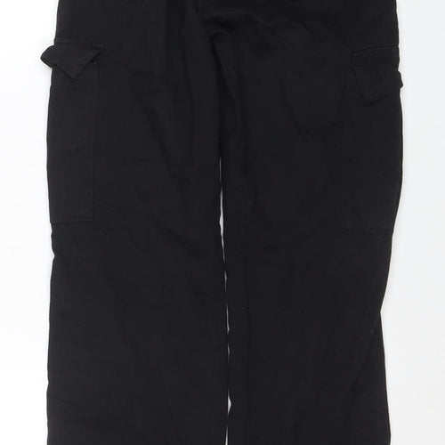 STR Womens Black Cotton Cargo Trousers M Regular Fit Pockets