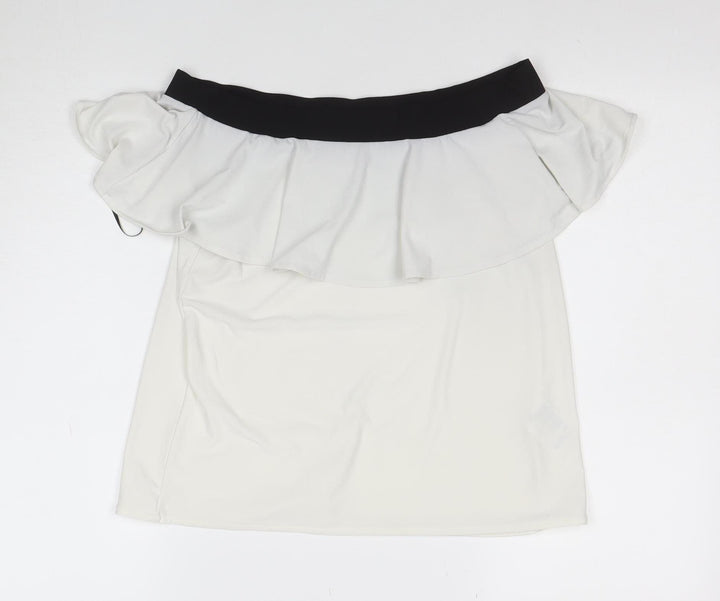 H&M Women’s White Off Shoulder Ruffle Blouse Size S