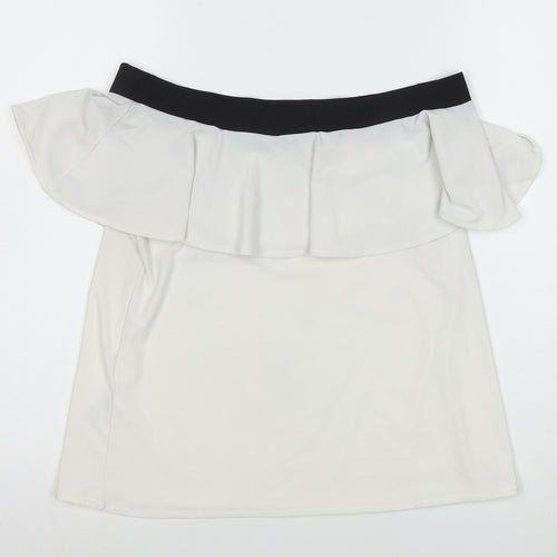 H&M Women’s White Off Shoulder Ruffle Blouse Size S